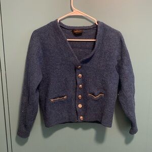Navy Puritan Wool Sweater Cardigan